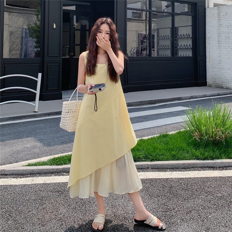 现货黄色连衣裙2C206-L506-P125-K178,女装连衣裙,2C206