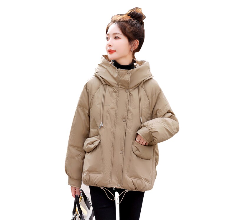 2022冬季新款韩版宽松带帽短款暖优雅羽绒服外套白鸭绒,女装羽绒服,瑶迪依秀