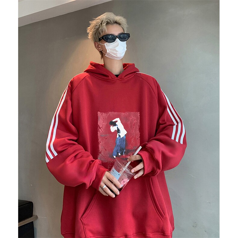 抖音得物供货提供视频秋冬重磅美式宽松织带连帽卫衣0438,男装卫衣,电商A486
