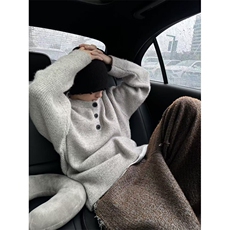 网图美式复古亨利领毛衣男慵懒风针织衫cleanfit外套MY5010-特P55，男装针织衫/毛衣，星座1007（原301D）