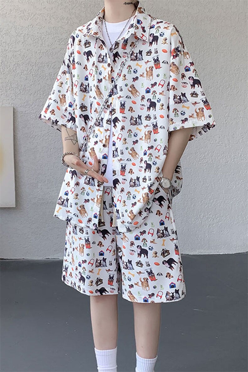 TZ1149-特48控88多色海滩冰丝凉感大码套装衬衫速干运动两件套,男装休闲套装,电商A059