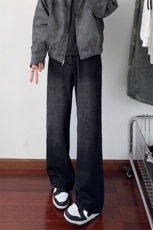 B221美式ins高街暗黑重工艺宽松直筒牛仔裤LK24426-特P45控78，男装牛仔裤，电商B221