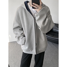 8XL-M500克重磅潮牌百搭卫衣男美式情侣连帽撞色休闲外套WY33P68，女装短外套，电商D206-1