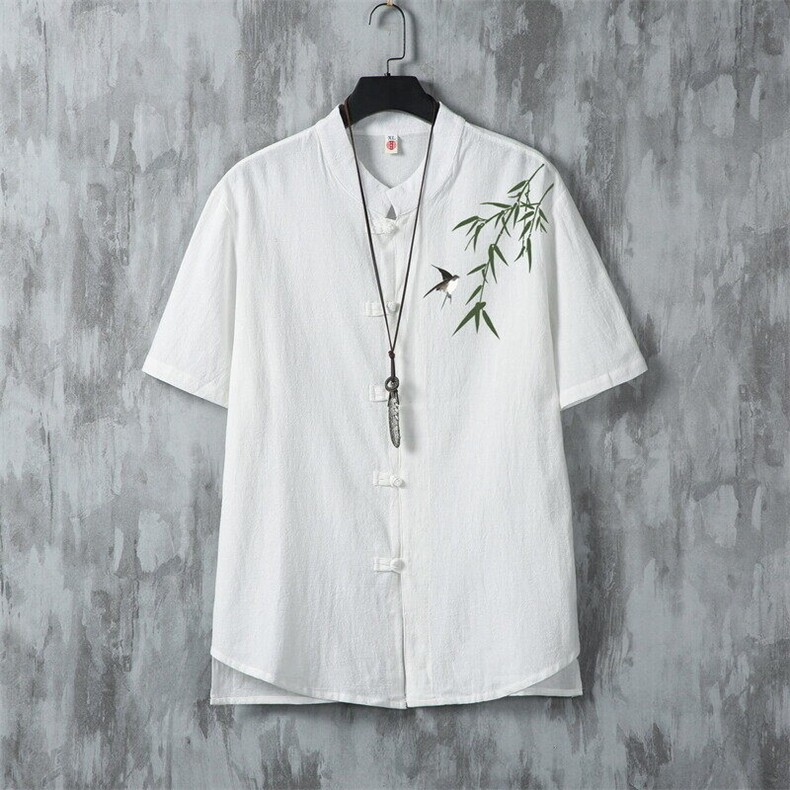 男士衬衫短袖衬衣半袖印花立领唐装风XZ1512-2408-P30，男装衬衫，星座1512