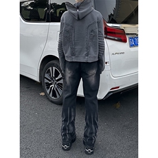 美式ins高街hiphop微喇扎染牛仔裤货号K2313P55控78，男装牛仔裤，电商A063
