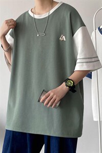 新款港风时尚潮牌精致短袖时装拼色运动风夏季上衣ZDY3415-P49图片