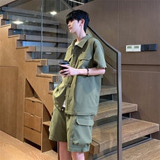 夏季工装衬衫男短袖短裤两件运动套装TZ38特P65，男装衬衫，电商A309