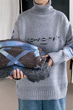 ！冬季加厚高领毛衣男潮牌印花百搭针织衫毛线衣服GM606P60，男装针织衫/毛衣，电商B220