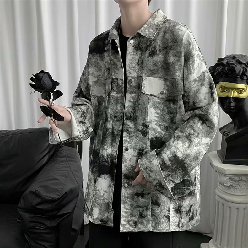 迷彩工装衬衫长袖青年街头日系衬衣男潮流宽松休闲外套 W1226-P36图片