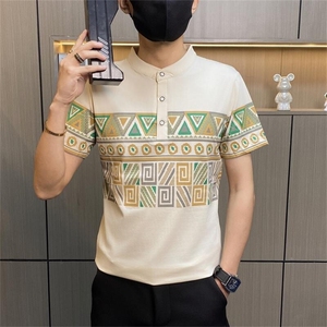PL114-P35男士短袖t恤翻领polo衫潮流韩版纯棉半袖体恤潮牌男装图片