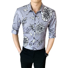 312A-114-P552025新款韩版修身帅气花衬衫英伦时尚男士衬衣A，男装衬衫，星座312A-5