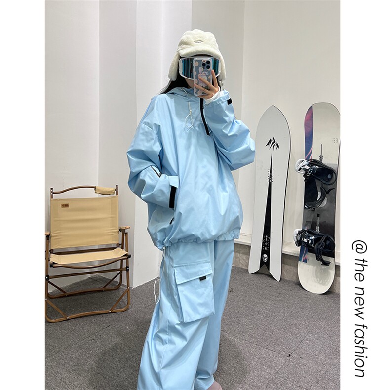 冬新户外两件套滑雪服套装男女同款防水中性风保暖外套TZ033-P220,男装休闲套装,电商A001-1