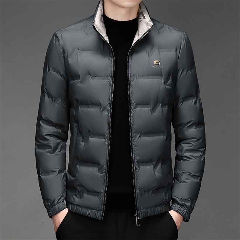 羽绒服男士2023年新款商务休闲上衣中年立领冬季加厚保暖男装外套图片