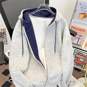 440克秋装连帽卫衣男宽松休闲开衫外套拼色帽衫 XZ212-QWY02-P55图片