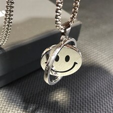 G1834欧美笑脸吊坠个性项链创意男士钛钢吊坠T恤链毛衣链配饰，项链，星座510A-2