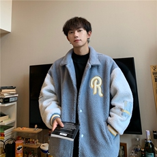 春装羊羔毛毛巾绣保暖外套男冬季港风宽松拼接YG256-P95限128，男装夹克，电商B370