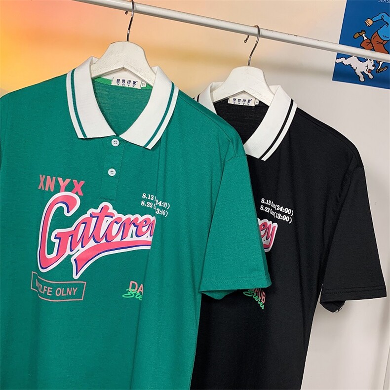 翻领polo衫男短袖夏季ins潮牌港风宽松潮流百搭半袖t恤PL0153-32,男装Polo衫,星座308B-1