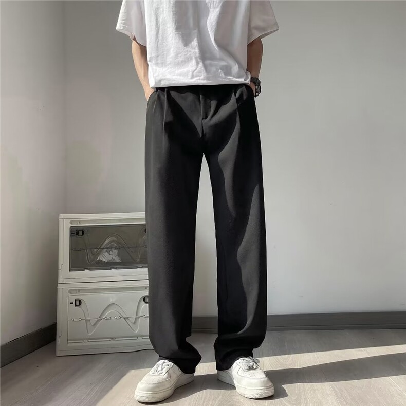 日系慵懒垂坠感宽松西裤休闲裤男士港风冰丝高级感裤K458P38,男装休闲裤,星座1116-2