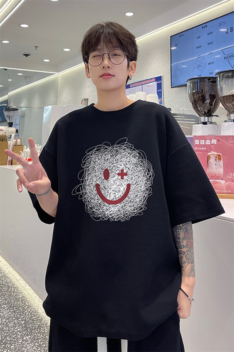 量大优！供视频！港风华夫格短袖T恤半袖男HT213-特P18,男装T恤,电商B367
