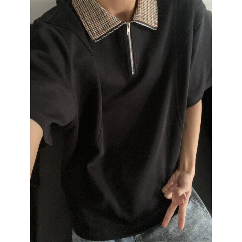 cleanfit千鸟格短袖男夏季美式重磅t恤半拉链polo衫LT25066-p38,男装Polo衫,星座1008