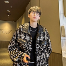 小香风外套男春秋款美式高街潮牌宽松高级感痞帅男装休闲皮衣夹克，男装夹克，星座506A