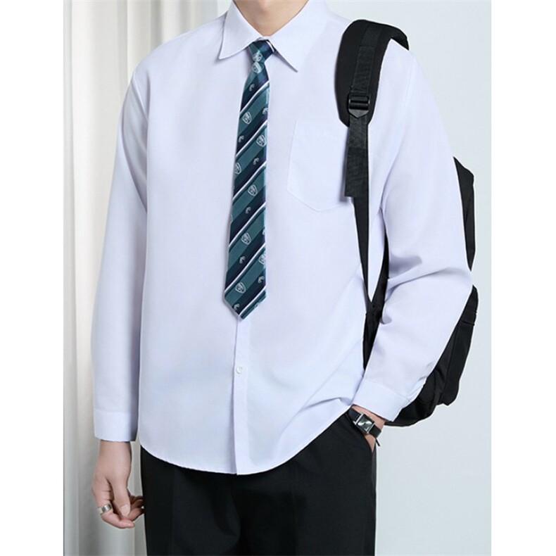 学院风基础白衬衫dk男制服长袖宽松白衬衣毕业套装CY01+LD14,男装衬衫,星座1116A（原606A-3）