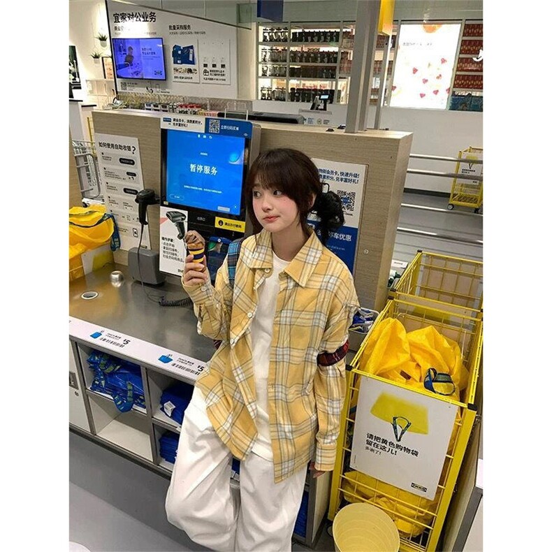 TC555-P45格子衬衫叠穿防晒上衣宽松显瘦衬衣，女装衬衫，星座617A-2