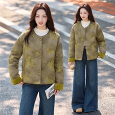 2025冬装新款优雅刺绣轻薄棉衣，女装棉衣/棉服，伊仟回