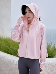 防晒衣女夏季黑胶帽檐原纱冰丝upf50防紫外线薄款防晒服图片