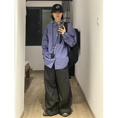 网络图现货蓝色格子衬衫长袖RC70-P50，男装衬衫，星座1005-4