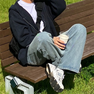 816B-MY010-P75 春秋季韩版男士毛衣外套宽松纯色慵懒风开衫韩图片