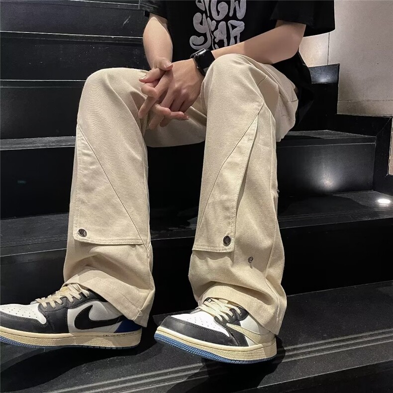 纽扣装饰休闲裤男流行潮宽松型长裤直筒工装裤时尚潮牌K2921-P38,男装休闲裤,星座1109-3