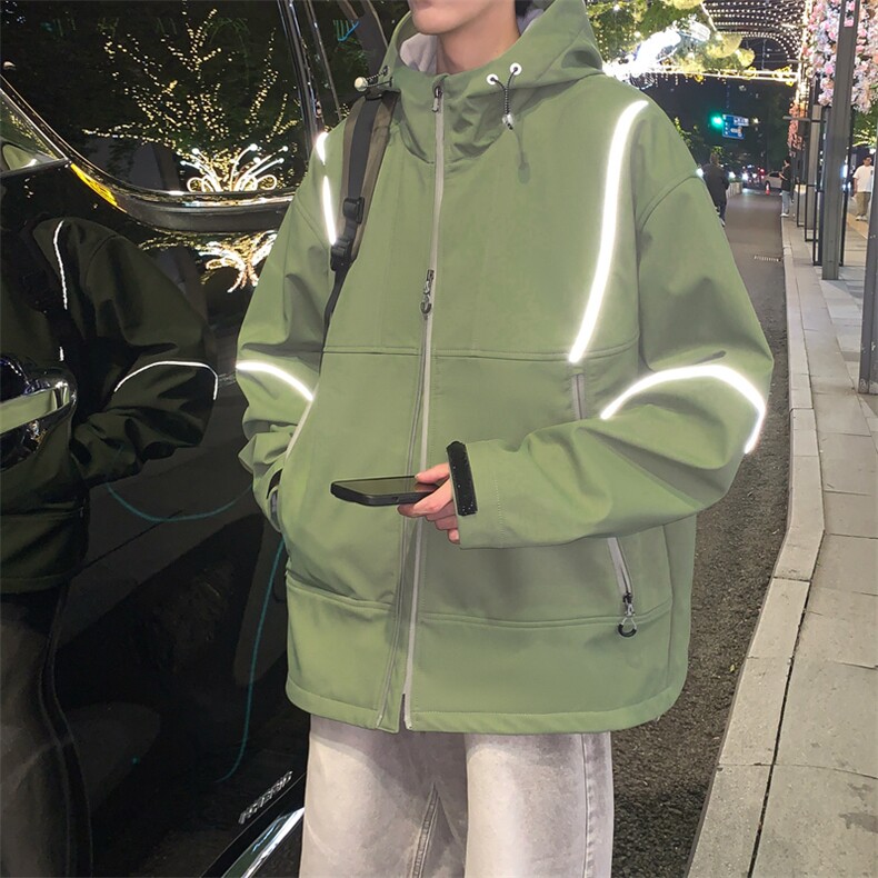 潮牌反光防水外套秋冬款户外软壳冲锋衣夹克JK0222-P93图片