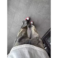 【有货】DA450-批48水洗脏染泼墨牛仔裤男潮牌美式直筒弯刀微喇裤，男装牛仔裤，星座603-2