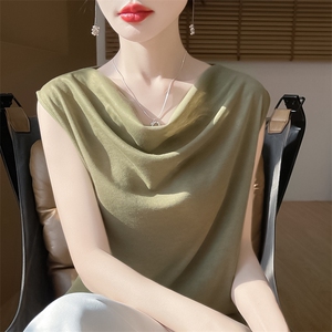 简约时尚无袖女士春季新款宽松遮肚百搭打底背心图片