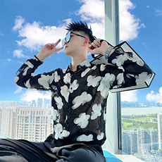 ACS107/P58控88秋季社会小伙松弛舒适冰丝撞色设计感长袖衬衫男图，男装衬衫，星座305B-1