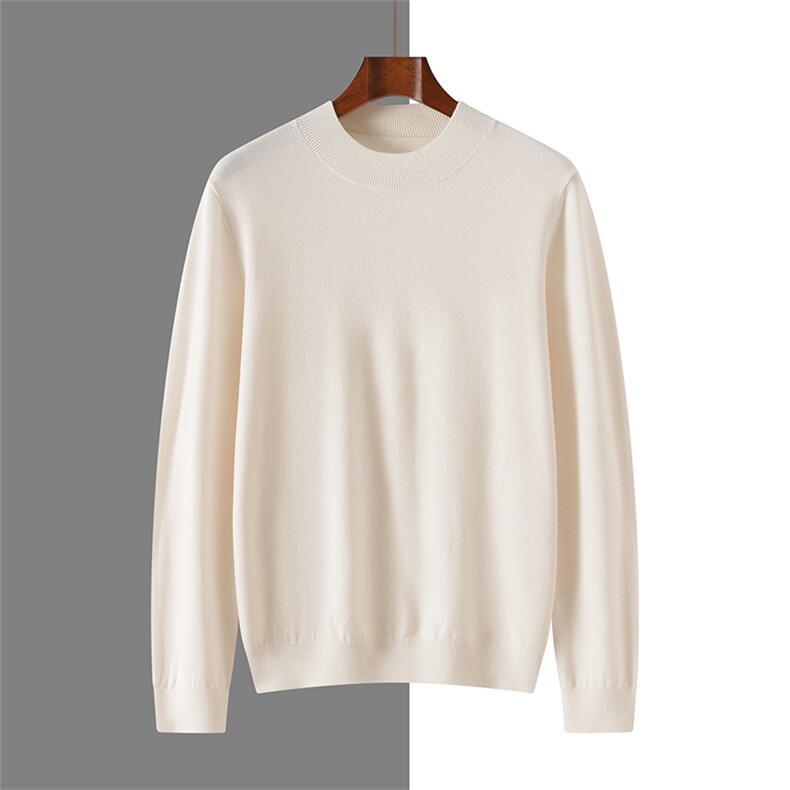 2025年秋季新款纯色圆领套头针织上衣时尚休闲，男装针织衫/毛衣，优麦羊绒（原洪叶羊绒）