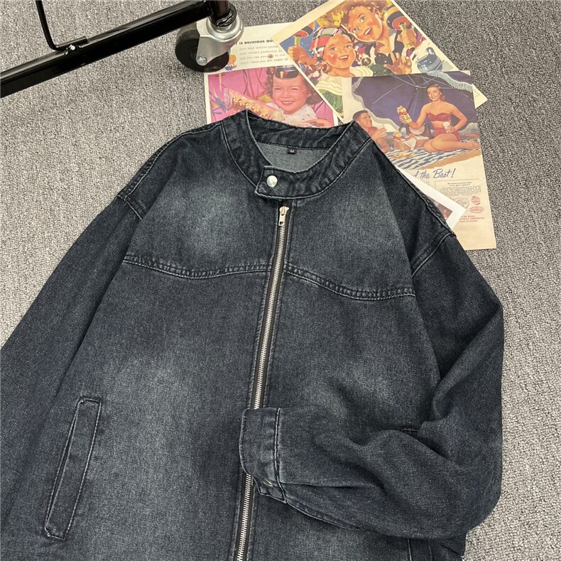 复古美式做旧小众牛仔夹克男女春季宽松潮流百搭情侣外套A050/P75,男装夹克,星座506B