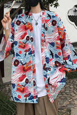 24夏季大码新中式防晒服薄外套男女开衫道袍披风汉服潮F20/P40，男装防晒衣，钱塘713
