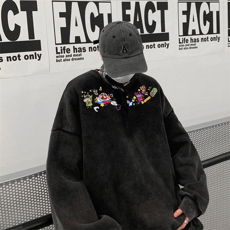 美式潮牌重磅水洗做旧圆领卫衣力推大码男XZ517A-BK5558-P58,男装卫衣,星座517A