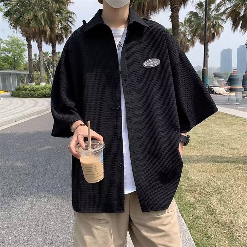 衬衫五分袖新款原宿潮流夏季LC82P33,男装衬衫,星座1116-2