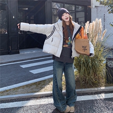 短款连帽羽绒服女2025冬季新款时尚学院风加厚保暖面包服外套，女装羽绒服，慧尚依恋