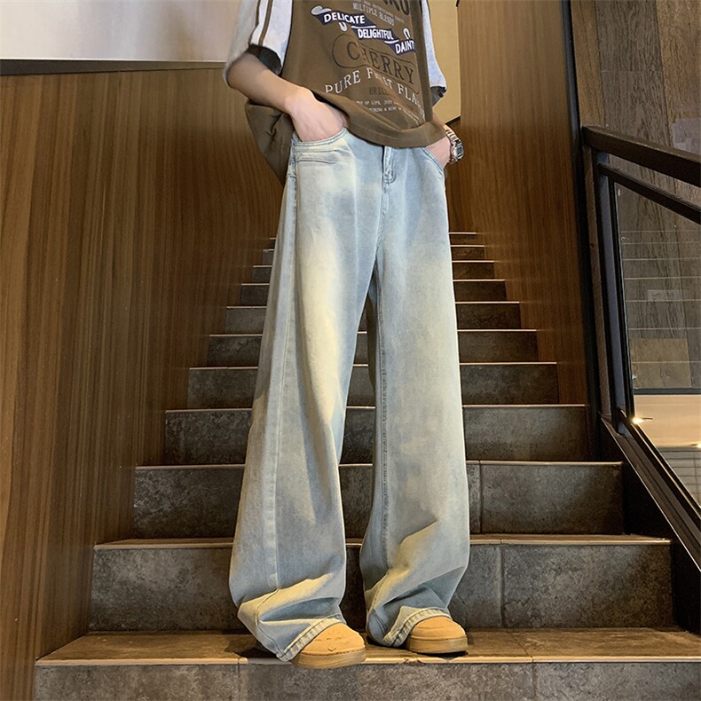 特星巴克夏季浅蓝色牛仔裤宽松直筒版型设计款男裤567P45,男装牛仔裤,星座902A