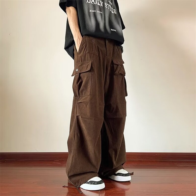 大码美式复古磨破工装裤男女高街宽松显瘦休闲阔腿长裤潮K204p58,男装休闲裤,星座1013