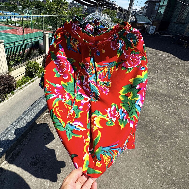 DK2025男女休闲东北大花风短裤新中式沙滩裤运动篮球旅游户外,男装牛仔裤,星座115A(原星座507）