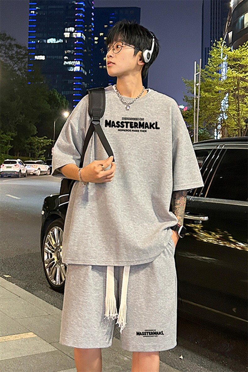 套装！华夫格套装短袖T恤短裤男TZ184-特P38,男装T恤,电商B367