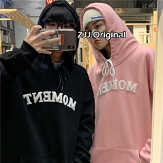 Q2098情侣装连帽套头卫衣毛巾绣2024新款春装外套男女学院风P55，男装卫衣，电商C306-1