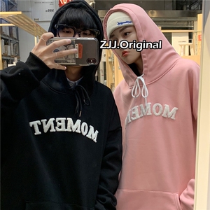 Q2098 情侣装连帽套头卫衣毛巾绣2024新款春装外套男女学院风 P55图片