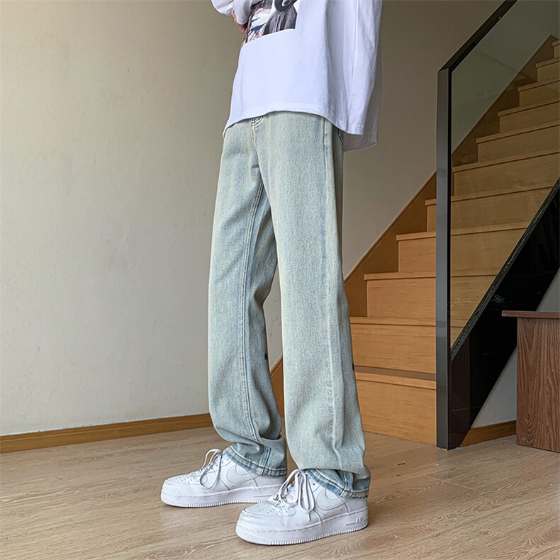B221美式ins高街小众百搭字母刺绣小脚牛仔裤LK23036-P60控78,男装牛仔裤,电商B221