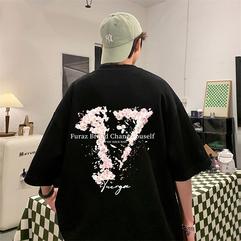 抖音得物二开现货供应220克夏装重磅美式高街宽松短袖t恤MT70,男装T恤,电商A486-1